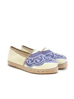 Espadrilles in Creme/ Dunkelblau