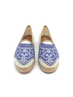 Espadrilles in Creme/ Dunkelblau