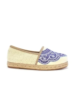 Espadrilles in Creme/ Dunkelblau