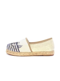 Espadrilles in Dunkelblau/ Creme