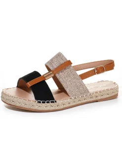 Espadrilles in Schwarz/ Beige/ Hellbraun