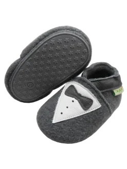 Graue Wollschuhe - Schleifenmuster