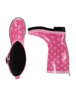 Gummistiefel Anchor High in Pink mit weißen Ankern