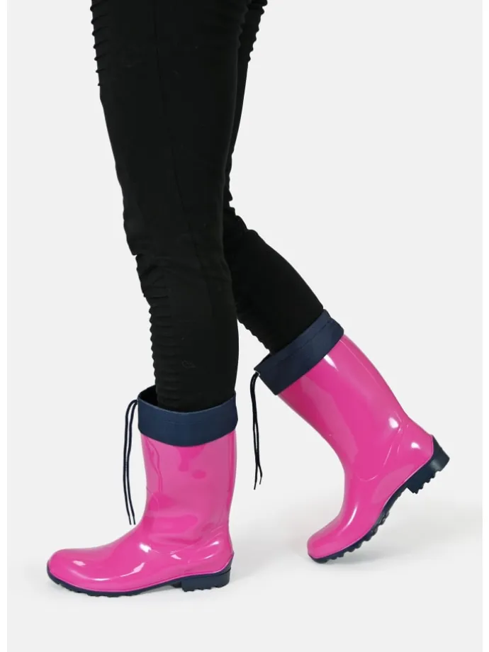 Gummistiefel de Fieselregen Langschaft in fuchsia/dunkelblau