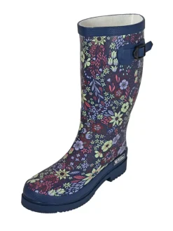 Gummistiefel Flower Langschaft in blau mit Blumenprint