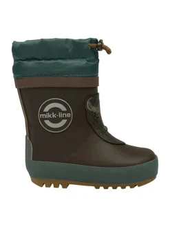 Gummistiefel in Dunkelbraun/ Petrol