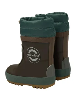 Gummistiefel in Dunkelbraun/ Petrol