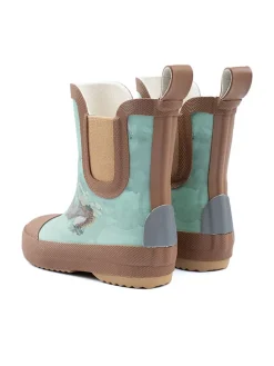 Gummistiefel in Hellblau/ Hellbraun