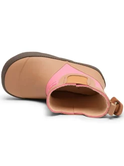 Gummistiefel in Hellbraun/ Pink