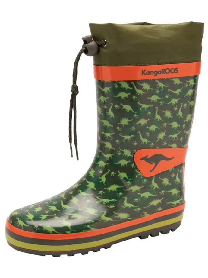 Gummistiefel in Khaki/ Orange