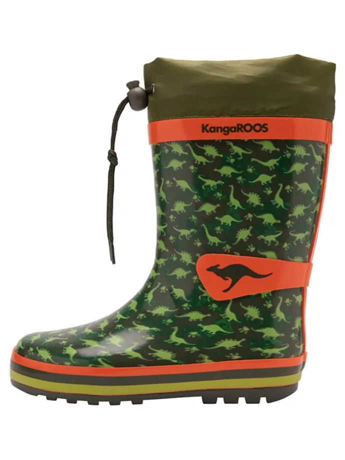 Gummistiefel in Khaki/ Orange