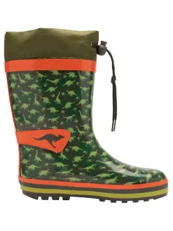 Gummistiefel in Khaki/ Orange