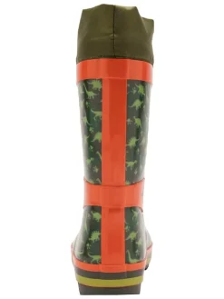 Gummistiefel in Khaki/ Orange