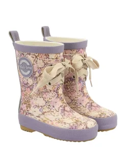 Gummistiefel in Lila/ Creme