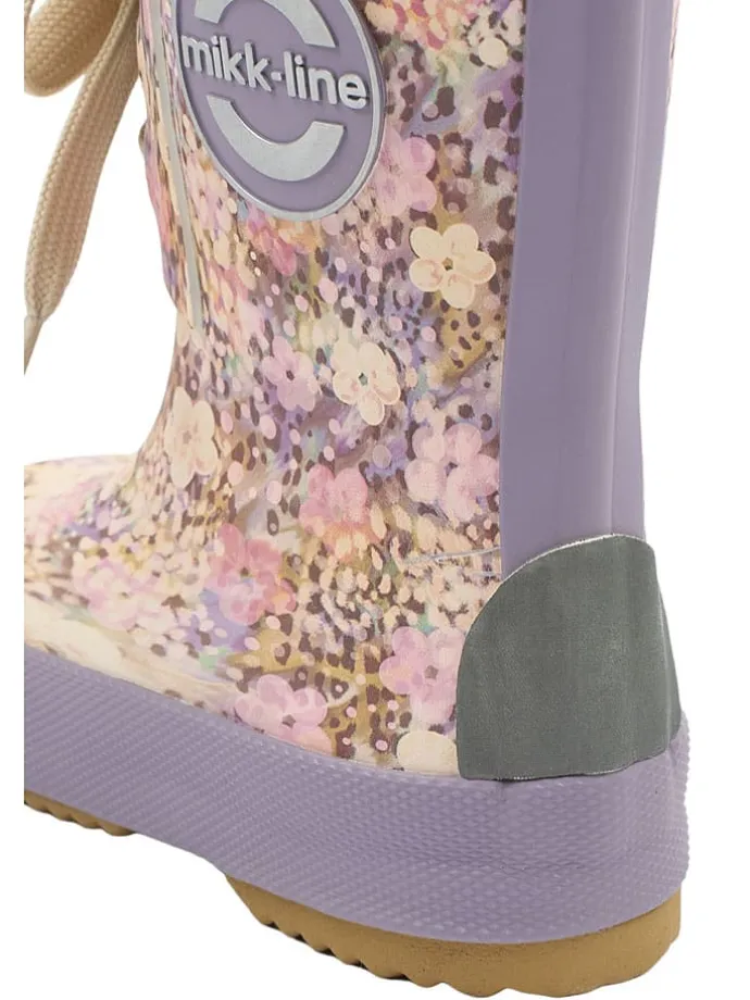 Gummistiefel in Lila/ Creme