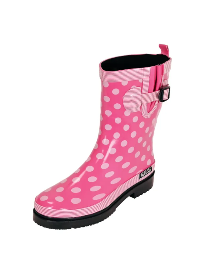 Gummistiefel Ocean Halbschaft in pink mit weißen Punkten