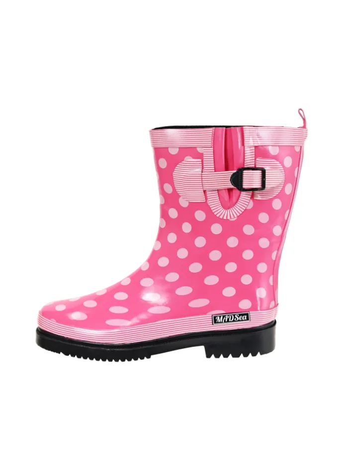 Gummistiefel Ocean Halbschaft in pink mit weißen Punkten
