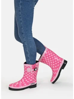 Gummistiefel Ocean Halbschaft in pink mit weißen Punkten