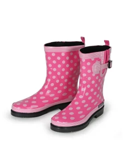 Gummistiefel Ocean Halbschaft in pink mit weißen Punkten