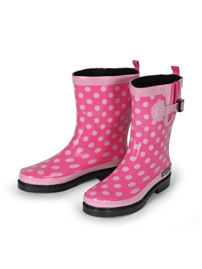 Gummistiefel Ocean Halbschaft in pink mit weißen Punkten