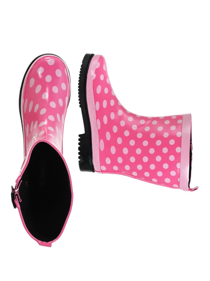 Gummistiefel Ocean Halbschaft in pink mit weißen Punkten
