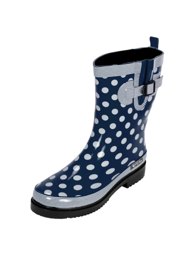 Gummistiefel Ocean Halbschaft in Dunkelblau mit weißen Punkten