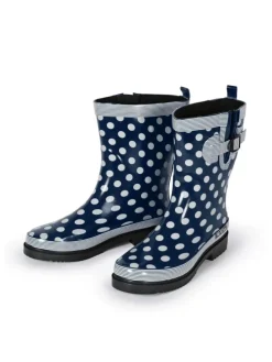 Gummistiefel Ocean Halbschaft in Dunkelblau mit weißen Punkten