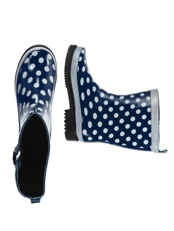 Gummistiefel Ocean Halbschaft in Dunkelblau mit weißen Punkten