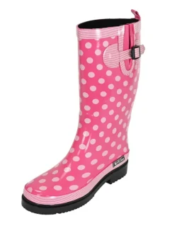 Gummistiefel Ocean High Langschaft in Pink mit weißen Punkten