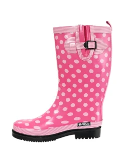 Gummistiefel Ocean High Langschaft in Pink mit weißen Punkten