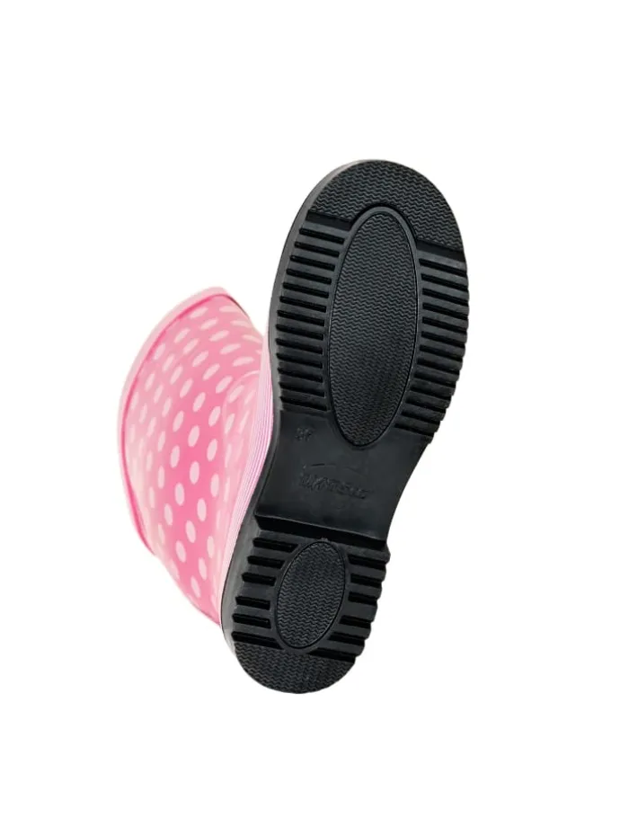 Gummistiefel Ocean High Langschaft in Pink mit weißen Punkten