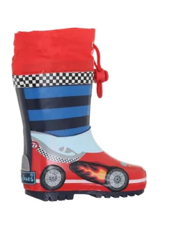 Gummistiefel Rennwagen in Rot/Blau