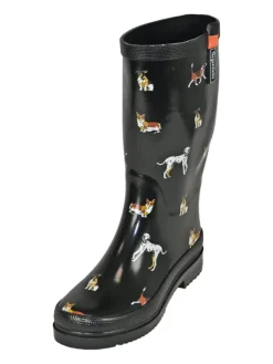 Gummistiefel Waldi Langschaft mit Hunde Motiv in schwarz