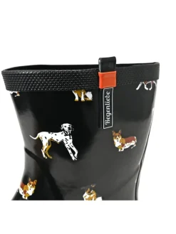 Gummistiefel Waldi Langschaft mit Hunde Motiv in schwarz