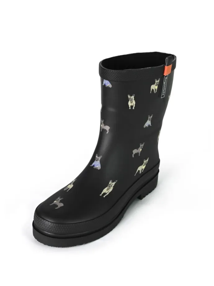 Gummistiefel Waldi Mops Halbschaft in schwarz