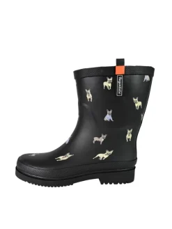 Gummistiefel Waldi Mops Halbschaft in schwarz