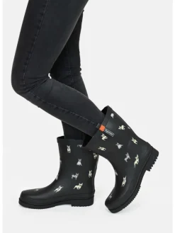 Gummistiefel Waldi Mops Halbschaft in schwarz