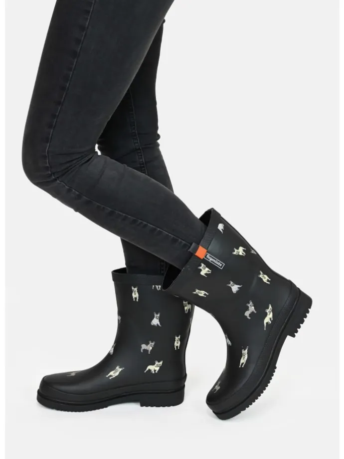 Gummistiefel Waldi Mops Halbschaft in schwarz