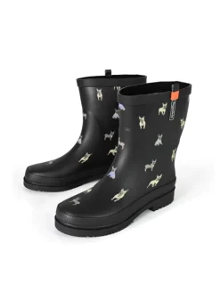 Gummistiefel Waldi Mops Halbschaft in schwarz