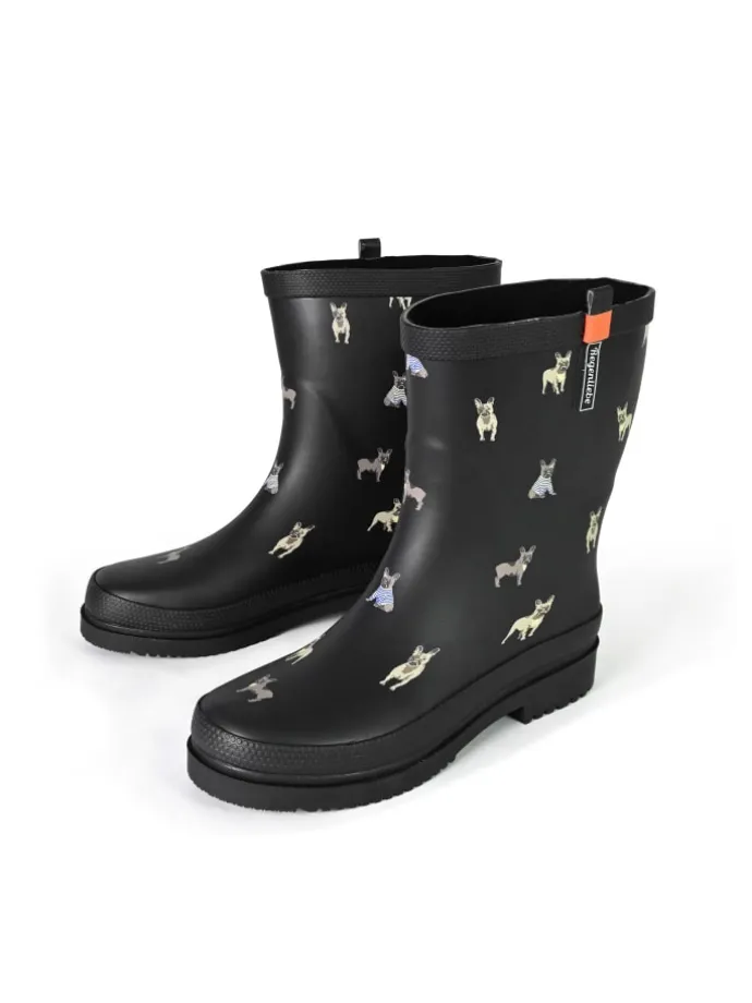 Gummistiefel Waldi Mops Halbschaft in schwarz