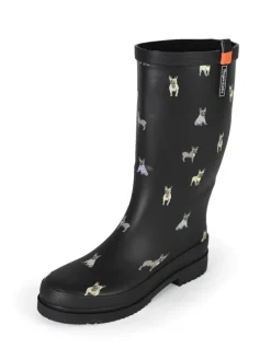 Gummistiefel Waldi Mops Langschaft in schwarz