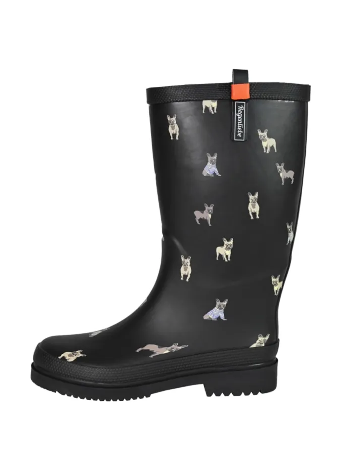 Gummistiefel Waldi Mops Langschaft in schwarz