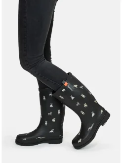 Gummistiefel Waldi Mops Langschaft in schwarz