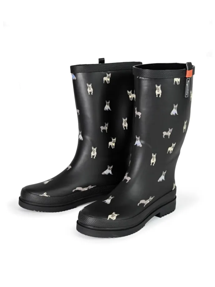 Gummistiefel Waldi Mops Langschaft in schwarz