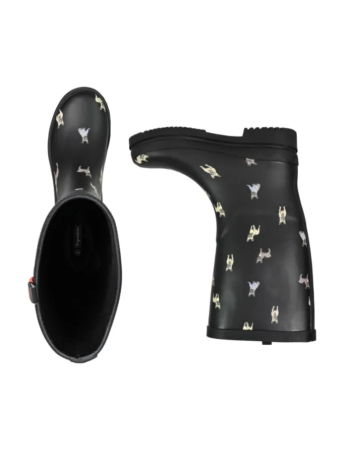 Gummistiefel Waldi Mops Langschaft in schwarz