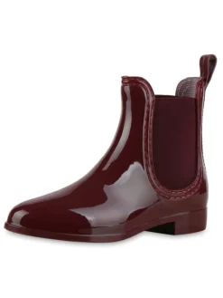 Gummistiefeletten Allison in Dunkelrot