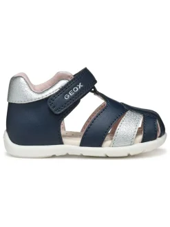 Halbsandalen "Elthan" in Dunkelblau/ Silber