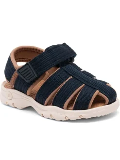 Halbsandalen in Dunkelblau/ Hellbraun