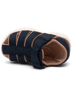 Halbsandalen in Dunkelblau/ Hellbraun