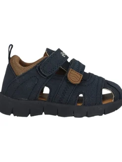 Halbsandalen in Dunkelblau/ Hellbraun